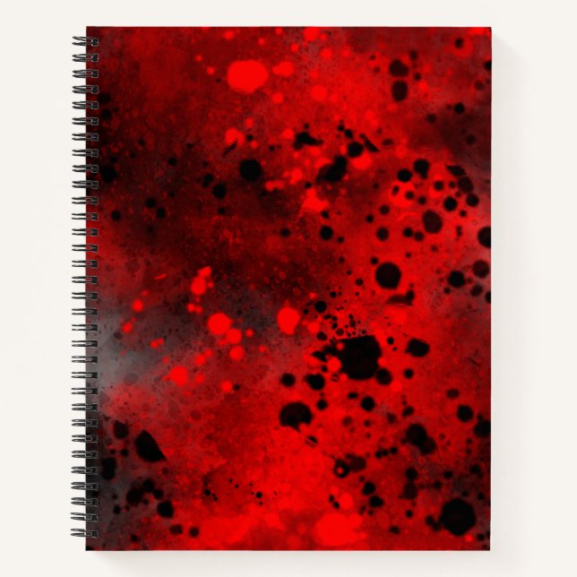 Cuaderno Efecto de Salpicaduras de Pintura Rojo y Negro (Anverso)