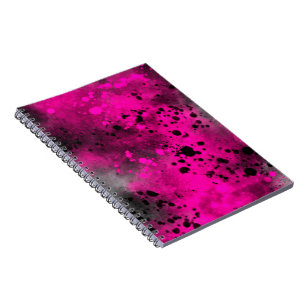 Cuaderno Efecto de Salpicaduras de Pintura Rosa y Negro