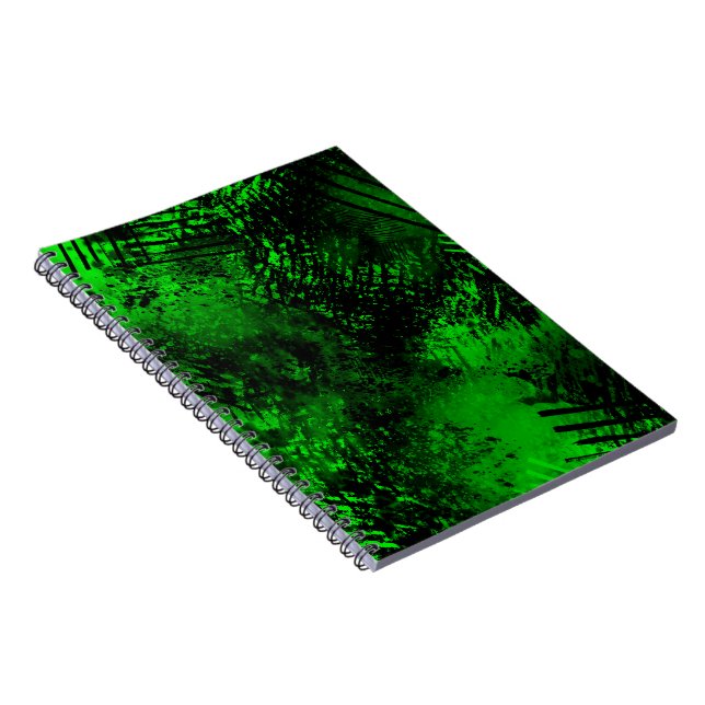Cuaderno Efecto de salpicaduras de pintura verde y negro (Lado Derecho)