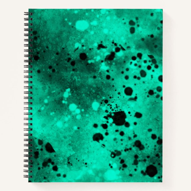 Cuaderno Efecto de Salpicaduras de Pintura Verde y Negro (Anverso)