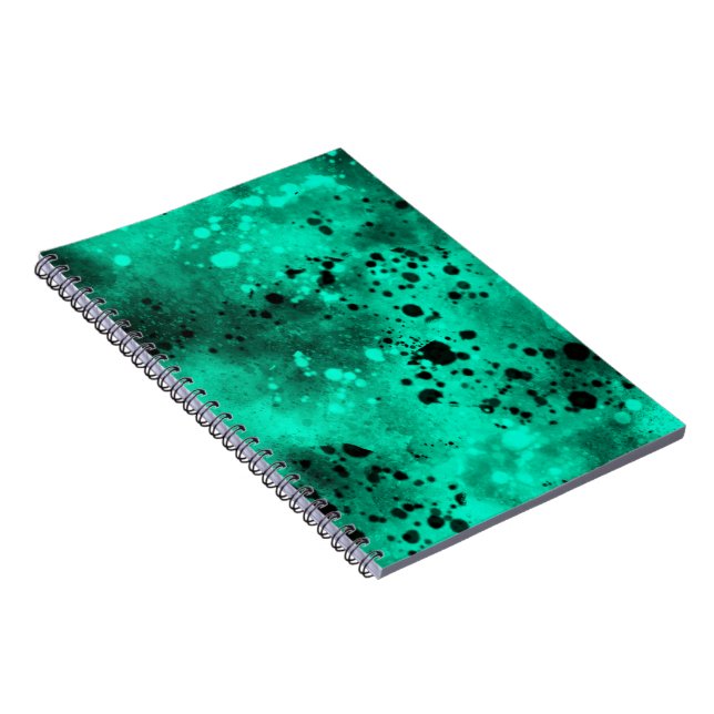 Cuaderno Efecto de Salpicaduras de Pintura Verde y Negro (Lado Derecho)