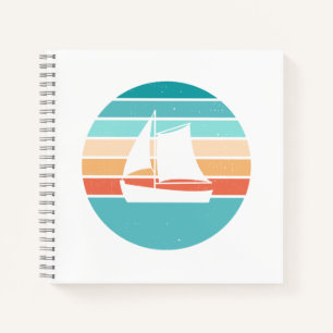 Cuaderno Efecto perturbador retro del atardecer + velero