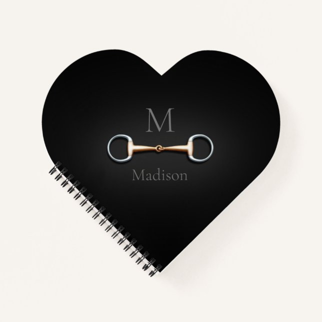 Cuaderno Eggbutt Snaffle bit Monogrammed Equestrian Heart (Anverso)