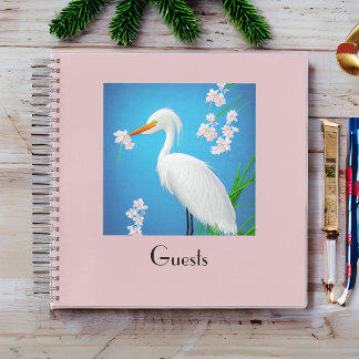 Cuaderno Egret blanco con cerezos de Sakura
