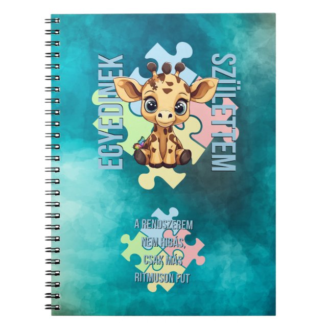 Cuaderno Egyedinek születtem – kedves zsiráfos design (Frente)