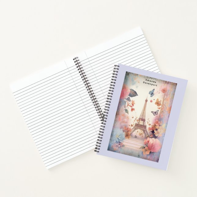 Cuaderno Eiffel Tower Butterflies and Flowers (Interior)