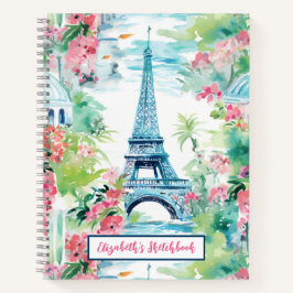 Cuaderno Eiffel Tower Paris Francia Floral Artists Sketchbo