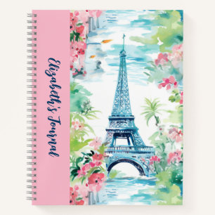 Cuaderno Eiffel Tower Paris Francia Pink Floral Journal
