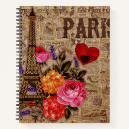 Cuaderno Eiffel Tower Vintage French