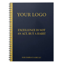 Cuaderno Ejecutivo Moderno Azul Marino y Dorado Co