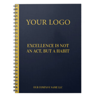 Cuaderno Ejecutivo Moderno Azul Marino y Dorado Co