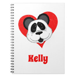 Cuaderno El Adorable Personalizado Panda Bear en el corazón