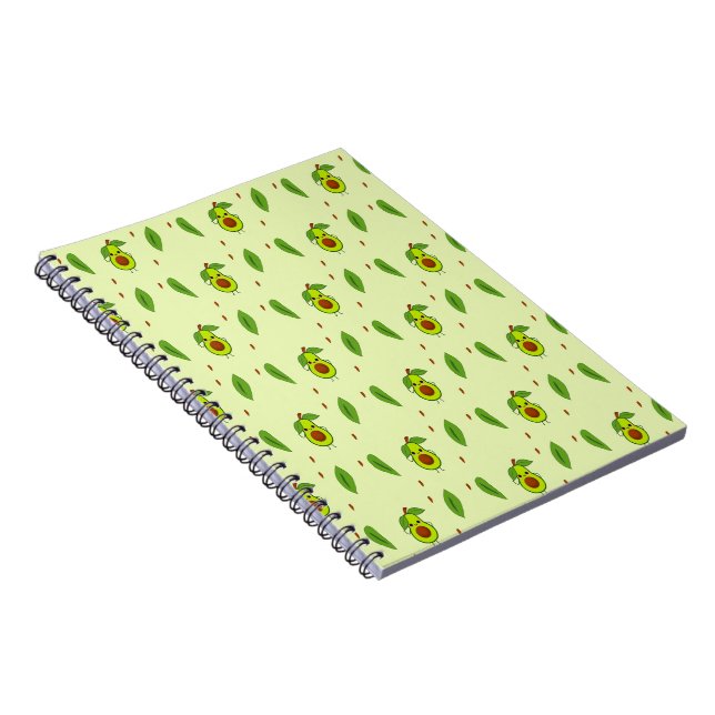 Cuaderno El aguacate cute kawaii sobre el verde (Lado Derecho)