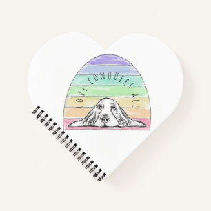 Cuaderno el amor conquista todo perro arcoíris basset hound