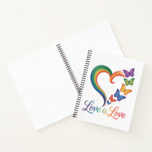 Cuaderno El amor es amor LGBT Mariposa Corazón Arcoíris
