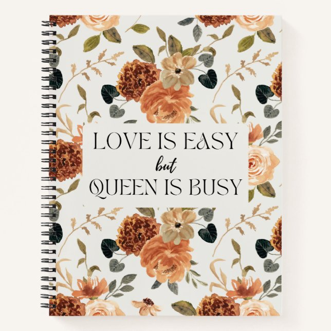 Cuaderno El amor es fácil pero la reina está ocupada cita f (Anverso)