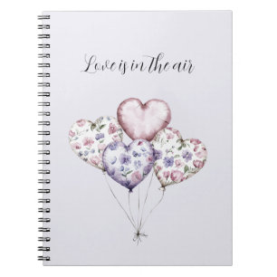 Cuaderno El amor está en el aire Globos de corazón púrpura