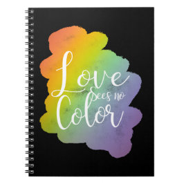 Cuaderno El amor no ve ninguna cita de color negro arcoiris