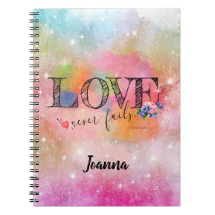 Cuaderno El amor nunca falla escritura pastel