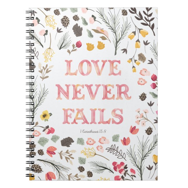 Cuaderno El "amor nunca falla" floral (Frente)