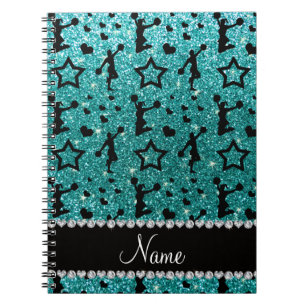 Cuaderno El animar azul de las estrellas del purpurina del