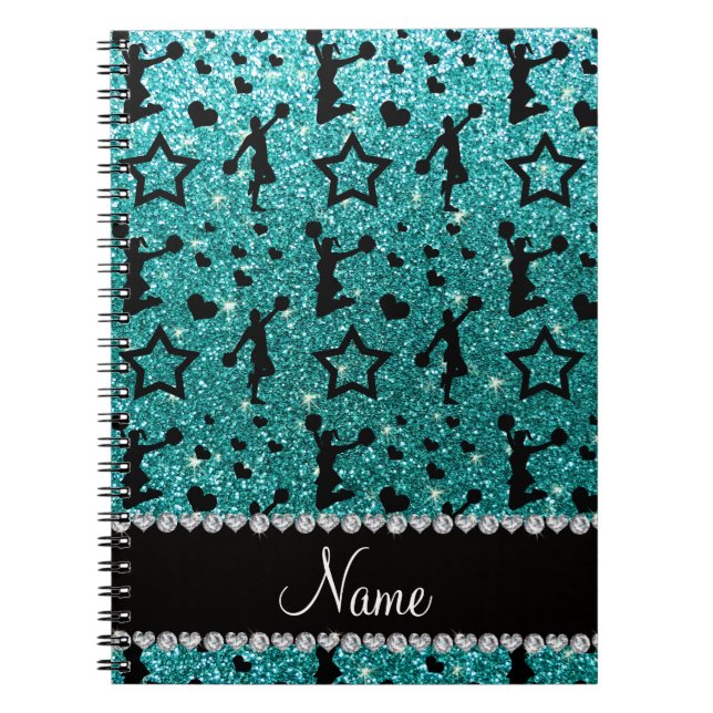 Cuaderno El animar azul de las estrellas del purpurina del (Frente)