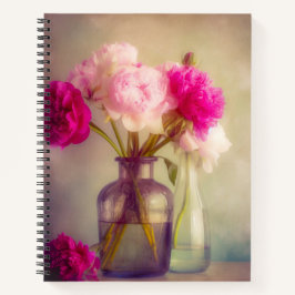 Cuaderno El antiguo Bouquet Peony en las jaulas de vidrio