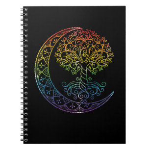 Cuaderno El árbol de la vida de la luna de fondo Fases Man