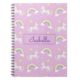 Cuaderno El arcoiris unicornio de una chica personalizada