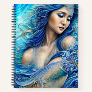 Cuaderno El arte de la fantasía de la diosa de la ola de ag