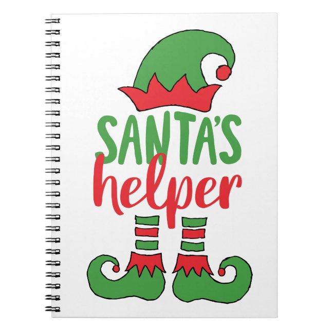 Cuaderno El ayudante de Santa Cute Personalizado Elf dibuja (Frente)