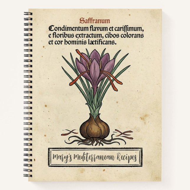 Cuaderno El Azafrán Crocus: Receta Medieval de Azafrán (Anverso)