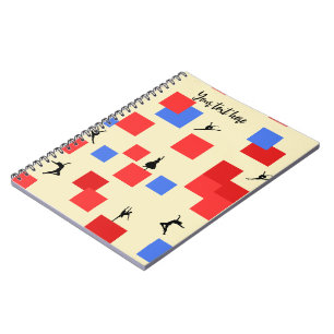 Cuaderno El baile de los cubos de Mondrian fondo azul de la