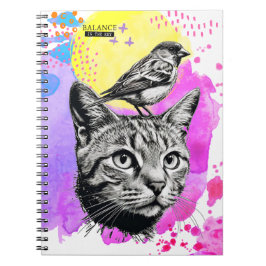 Cuaderno El balance es la clave - gato + pájaro | Diario de