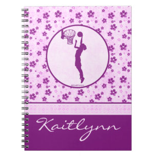 Cuaderno El baloncesto Purple Heart del chica con monograma