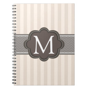 Cuaderno El beige de marfil elegante raya el monograma del