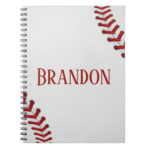 Cuaderno El béisbol ata nombre blanco rojo del juego de la