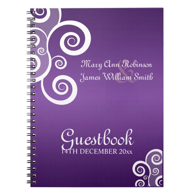 Cuaderno El blanco del Guestbook de la boda remolina (Frente)