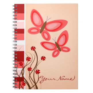 Cuaderno El bonito en mariposas rosadas personalizó el
