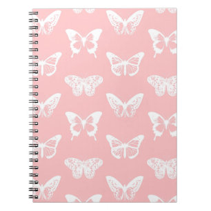 Cuaderno El bosquejo de la mariposa, descasca rosa y blanco