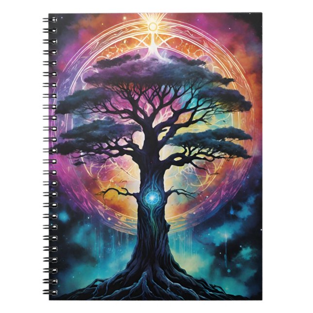 Cuaderno El brillante arcoiris de Yggdrasil árbol de la vid (Frente)