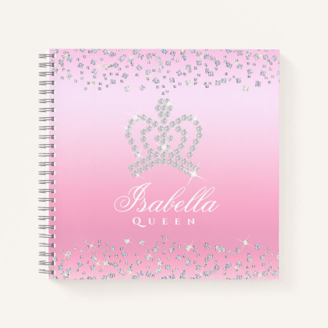 Cuaderno El brillo del glamour de la corona rosada (Anverso)