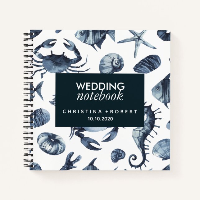 Cuaderno El caballito de mar azul | Boda Marítimo Náutico (Anverso)