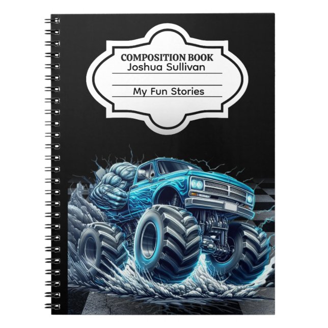 Cuaderno El Camión Monstruo Bestia Azul (Personalizable) (Frente)