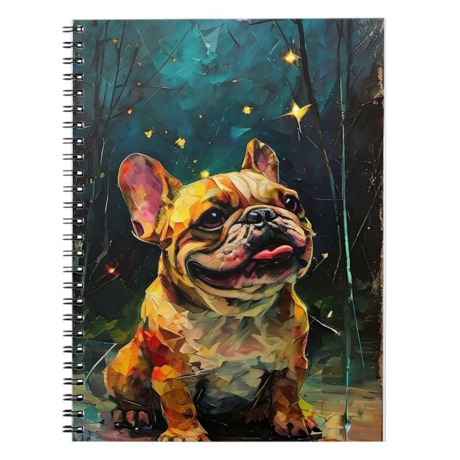 Cuaderno El caprichoso Bulldog francés mirando las estrella (Frente)