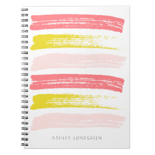 Cuaderno El cepillo rosado y amarillo de la acuarela frota