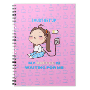 Cuaderno El Chica con sueño y el amante del café con fondo