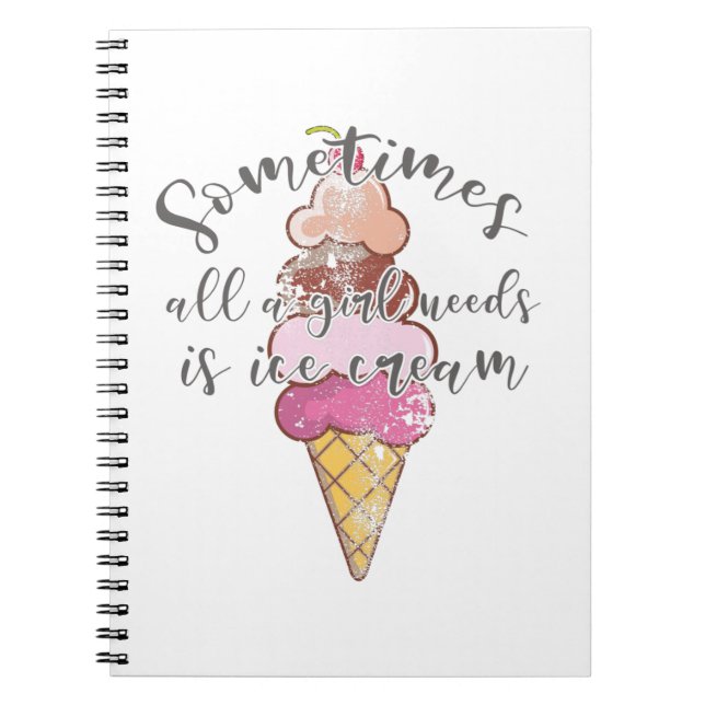 Cuaderno El Chica de regalo de helados necesita un regalo d (Frente)