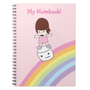 Cuaderno El chica lindo practica surf el arco iris en el