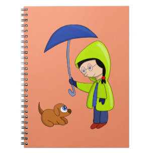 Cuaderno El chica y el perro en un día lluvioso